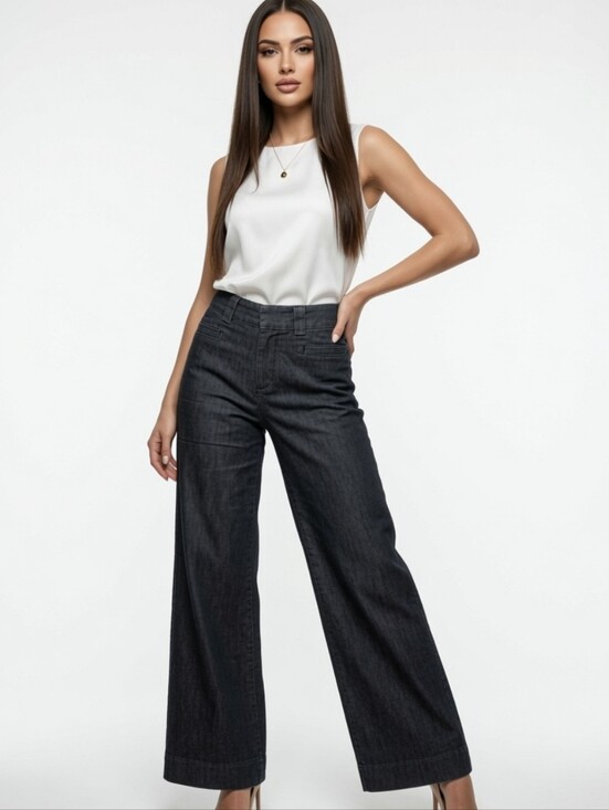 GAP Denim - Women's GAP Stretch Curvy Wide Leg Dark Wash Denim Pants (Size:8long)